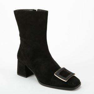 STIVALETTO NERO CAMOSCIO FIBBIA