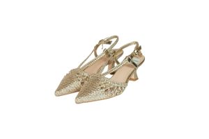 Slingback Intrecciata dorata Luce tacco medio