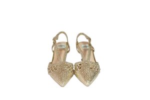 Slingback Intrecciata dorata Luce tacco medio