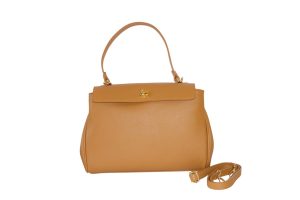 Borsa a mano in pelle con patta e chiusura dorata VALERY