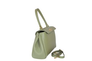 Borsa a mano in pelle con patta e chiusura dorata VALERY