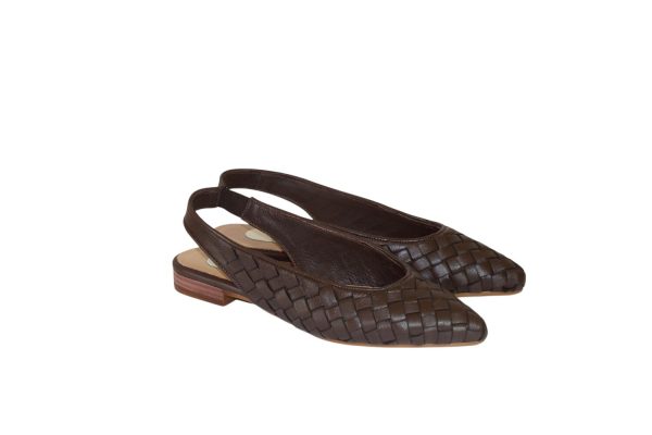 Slingback in pelle intrecciata Intreccio soft