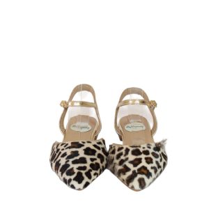 Slingback in cavallino animalier con cinturino gioiello