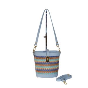Secchiello Rafia multicolor e Pelle Happyway SDonna MILA