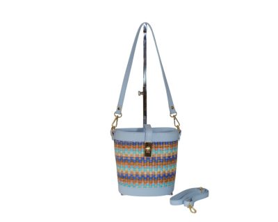 Secchiello Rafia multicolor e Pelle Happyway SDonna MILA
