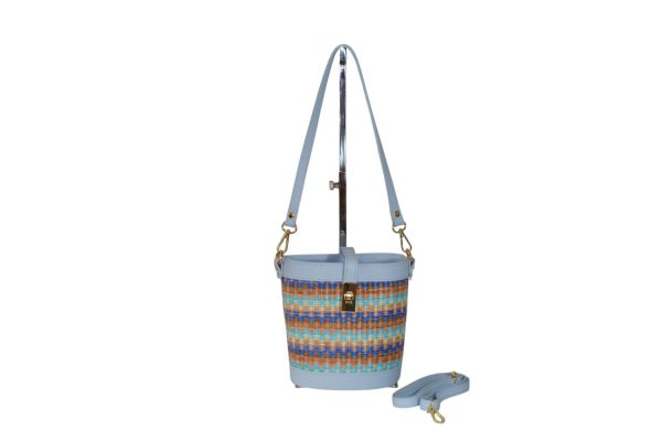 Secchiello Rafia multicolor e Pelle Happyway SDonna MILA