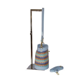 Secchiello Rafia multicolor e Pelle Happyway SDonna MILA