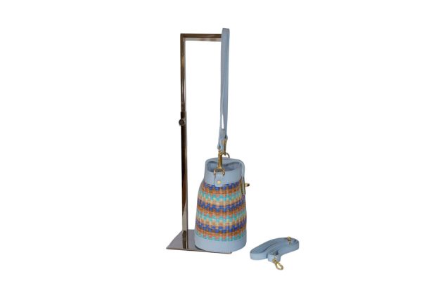 Secchiello Rafia multicolor e Pelle Happyway SDonna MILA