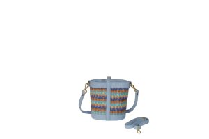 Secchiello Rafia multicolor e Pelle Happyway SDonna MILA