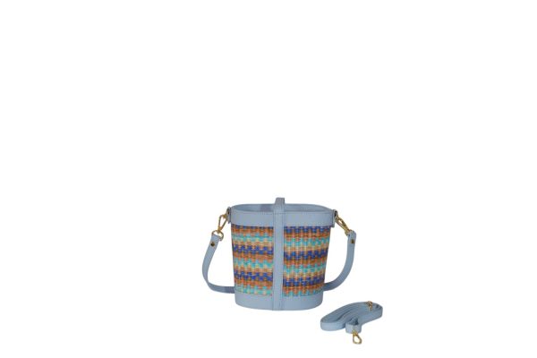 Secchiello Rafia multicolor e Pelle Happyway SDonna MILA