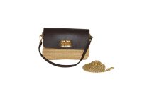 ADELE Mini bag in vera pelle e rafia