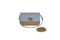 ADELE Mini bag in vera pelle e rafia