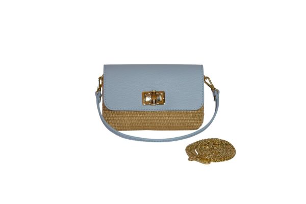 ADELE Mini bag in vera pelle e rafia
