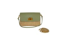 ADELE Mini bag in vera pelle e rafia